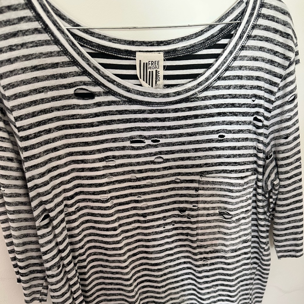 Free People Distressed Reverse Print Tunic Tee - Picture 3 of 4